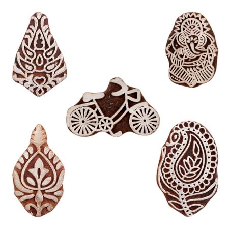 Set of 5 Piece New Mix Wooden Printing Blocks